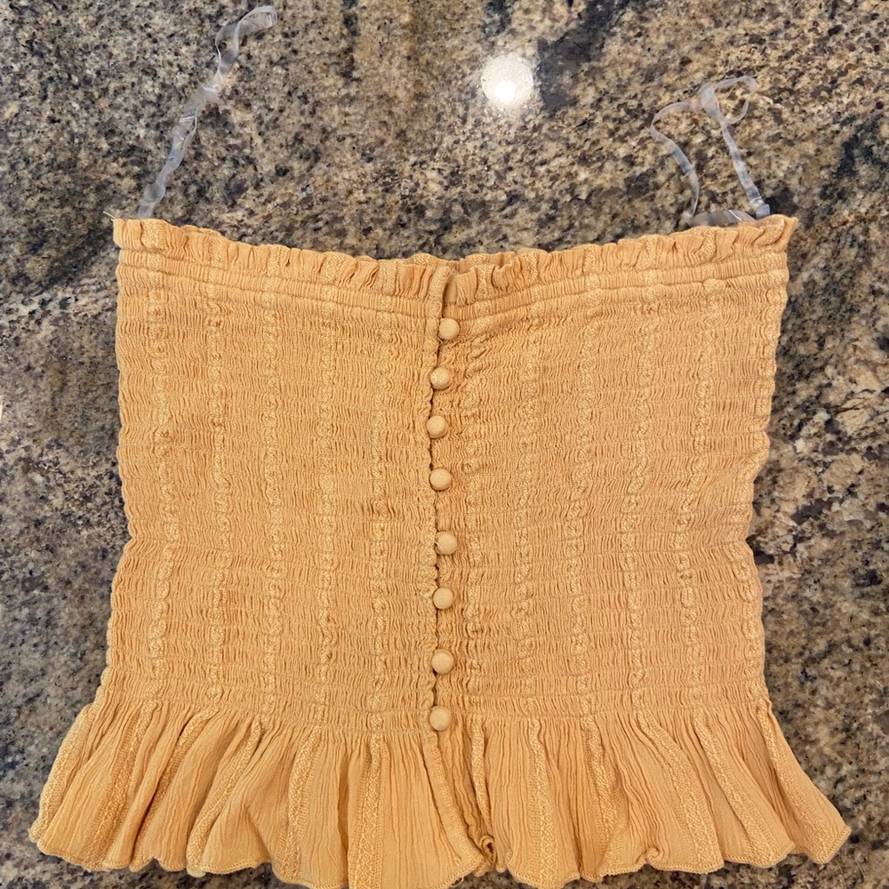 Women’s strapless top, size medium, button front